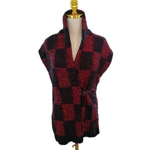 American Living Buffalo Plaid Knit Sweater Vest Cotton Blend Women's Size Small